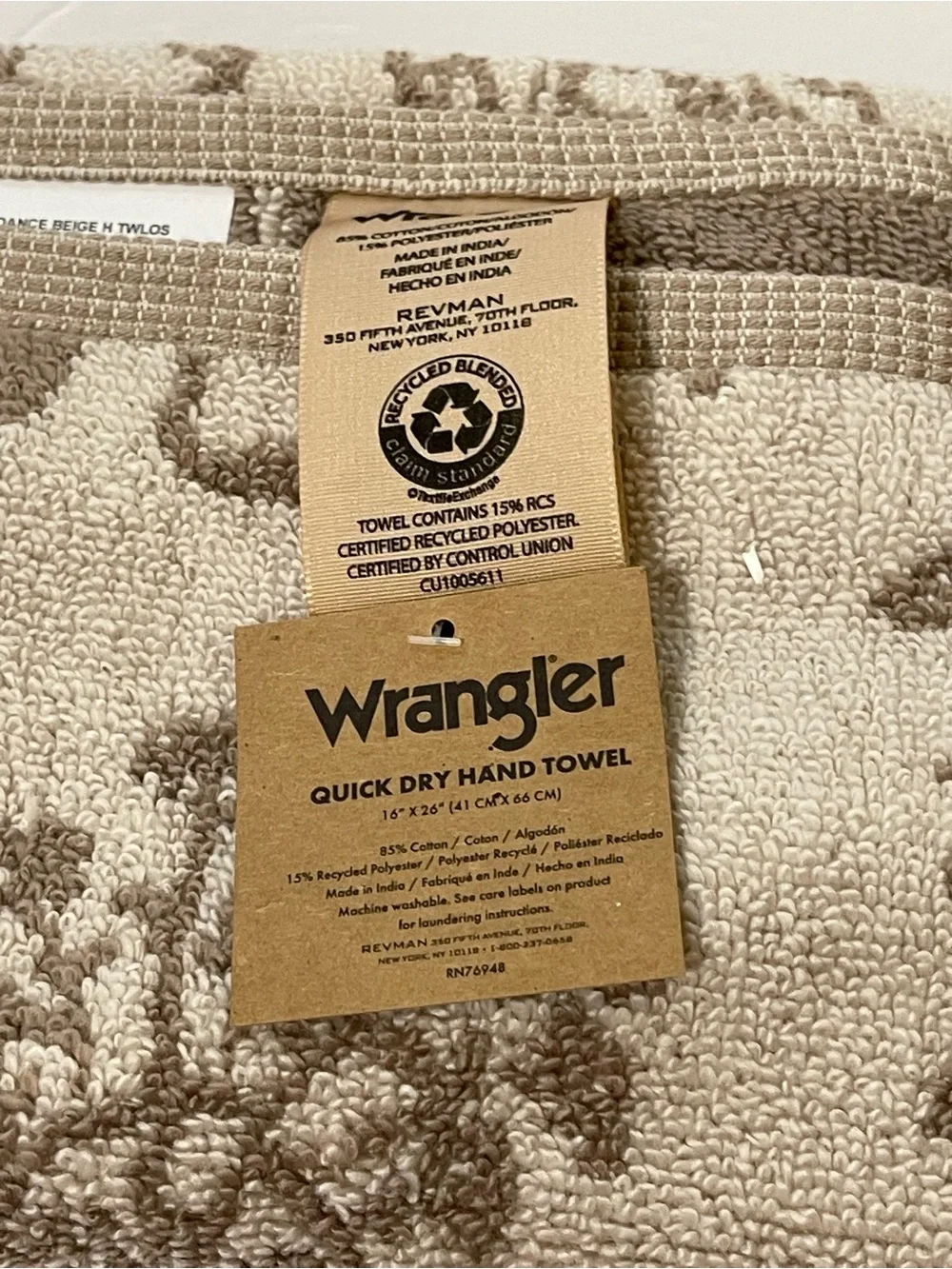 Wrangler 3 Cream/Brown Cowboy Boot, Bow & Flower Pattern Hand Towels - NWT **